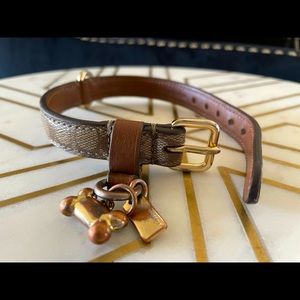 COACH dog collar signature brown size small